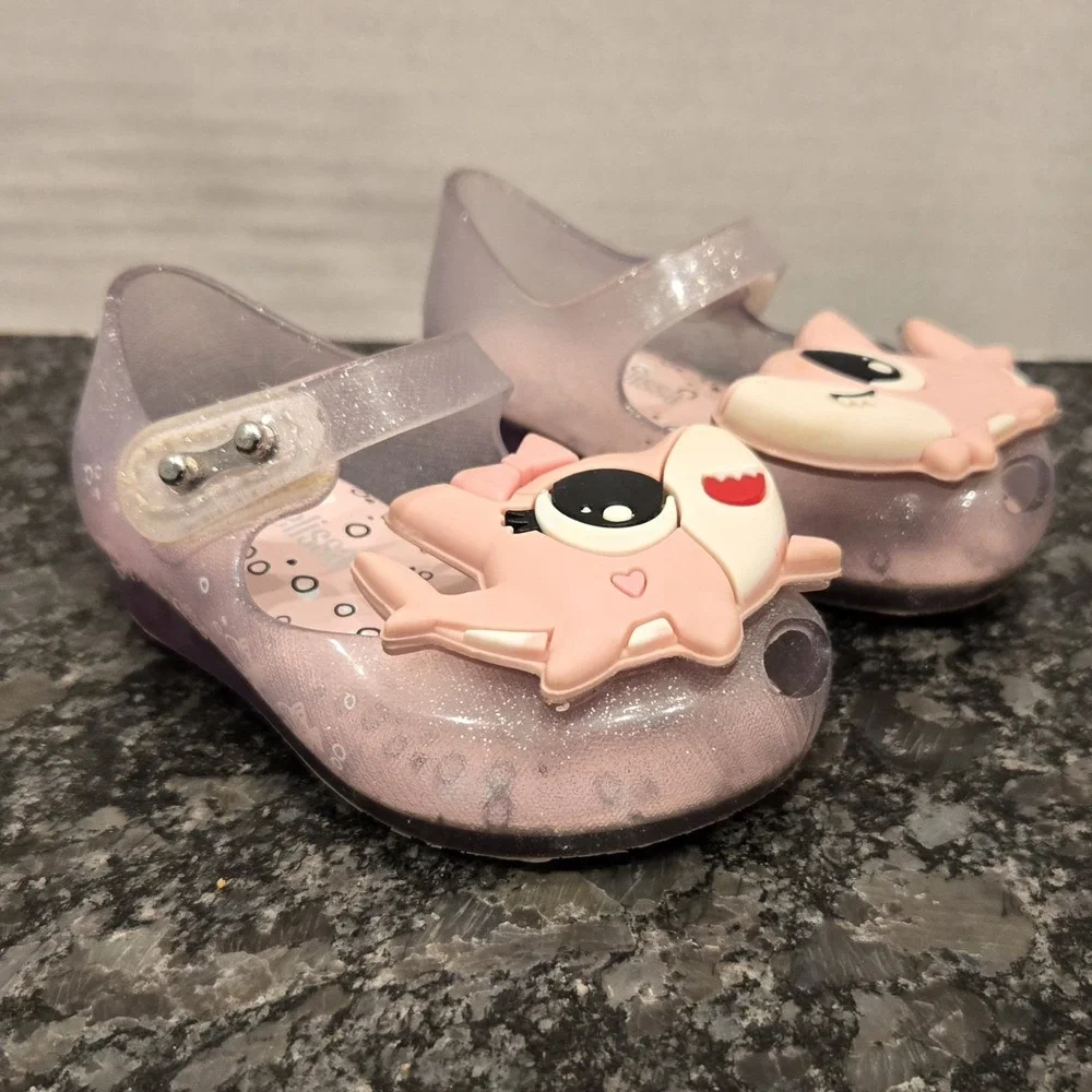 Mini Melissa Ultragirl Baby Shark Pink‎ Glitter Jelly Shoes Toddler Mary Janes